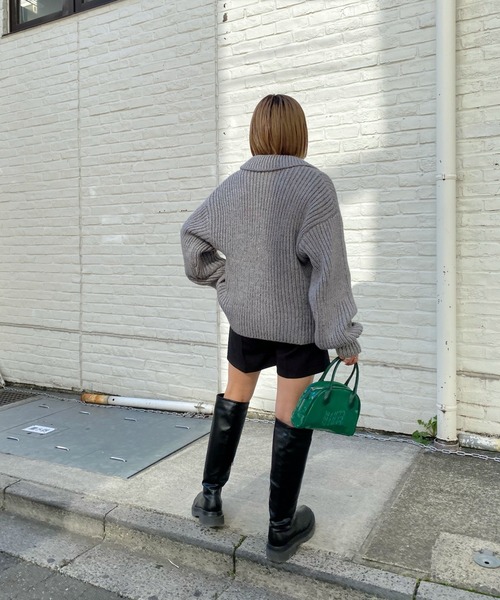 WHO'S WHO gallery（フーズフーギャラリー）の「リブジップニット（ニット/セーター・レディース・ブラック/ネイビー/ブラウン/グレー・FREE）」の14枚目の写真