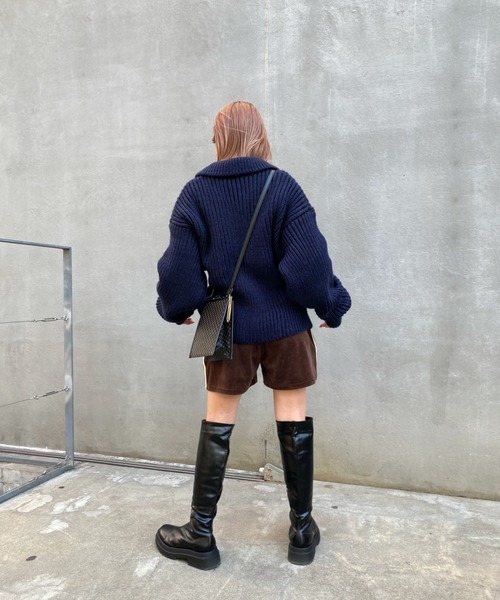 WHO'S WHO gallery（フーズフーギャラリー）の「リブジップニット（ニット/セーター・レディース・ブラック/ネイビー/ブラウン/グレー・FREE）」の21枚目の写真