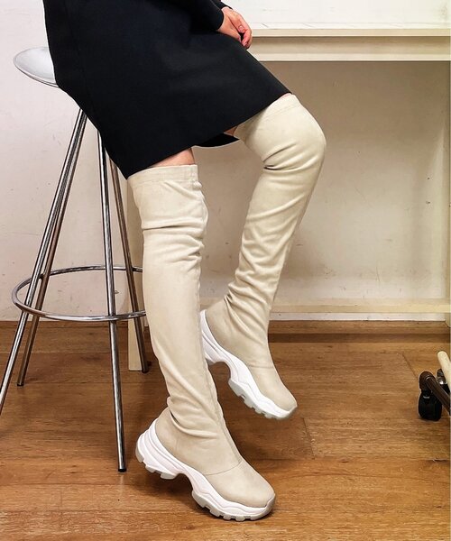 ESPERANZA（エスペランサ）の「スニーカーソールストレッチロングブーツ（ブーツ・レディース・ブラック系/アイボリー系・LL/S/M/L）」の5枚目の写真