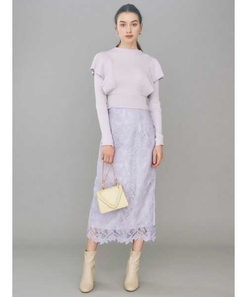 MERCURYDUO（マーキュリーデュオ）の「ラッフルコンパクトモックネックニット（ニット/セーター・レディース・ベージュ/オフホワイト/ラベンダー/ブラック・FREE）」の21枚目の写真