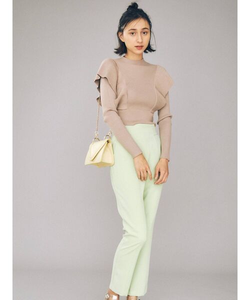 MERCURYDUO（マーキュリーデュオ）の「ラッフルコンパクトモックネックニット（ニット/セーター・レディース・ベージュ/オフホワイト/ラベンダー/ブラック・FREE）」の16枚目の写真