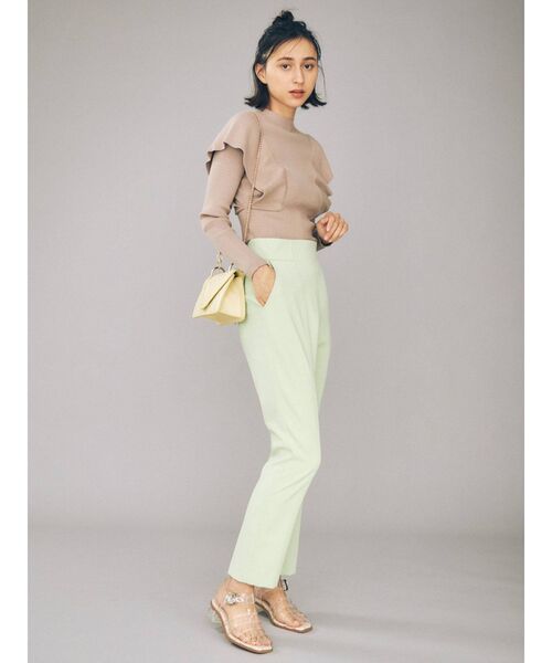 MERCURYDUO（マーキュリーデュオ）の「ラッフルコンパクトモックネックニット（ニット/セーター・レディース・ベージュ/オフホワイト/ラベンダー/ブラック・FREE）」の14枚目の写真