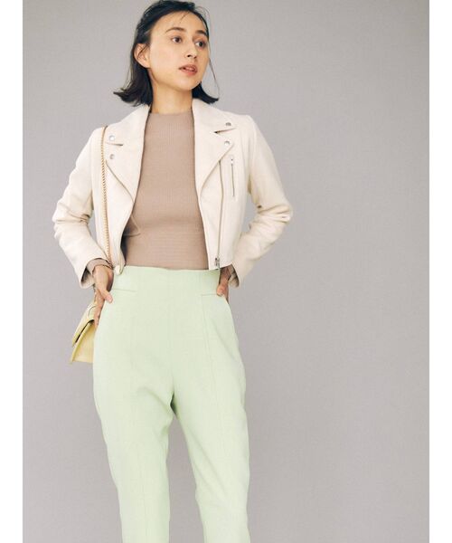 MERCURYDUO（マーキュリーデュオ）の「ラッフルコンパクトモックネックニット（ニット/セーター・レディース・ベージュ/オフホワイト/ラベンダー/ブラック・FREE）」の11枚目の写真