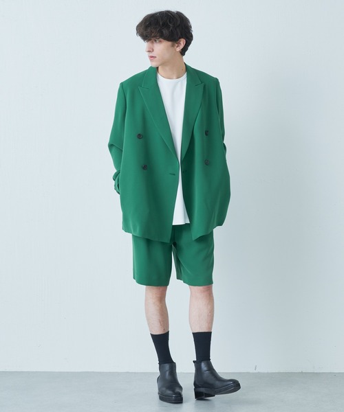 Lui's(ルイス)の「【オリジナルファブリック4×4セットアップシリーズ】 ダブルボクシージャケット(テーラードジャケット・メンズ・ブラック/グリーン・SMALL/MEDIUM)」の4枚目の写真