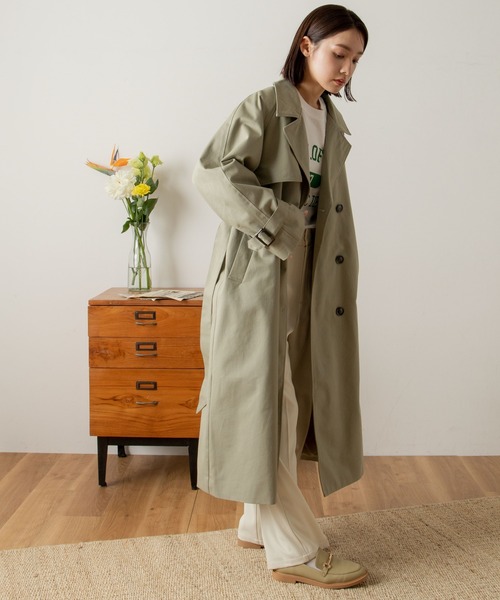 ANGIE（アンジー）の「ツイルボリュームスリーブオーバーサイズトレンチコート（トレンチコート・レディース・ベージュ/カーキ/オフホワイト・FREE）」の6枚目の写真