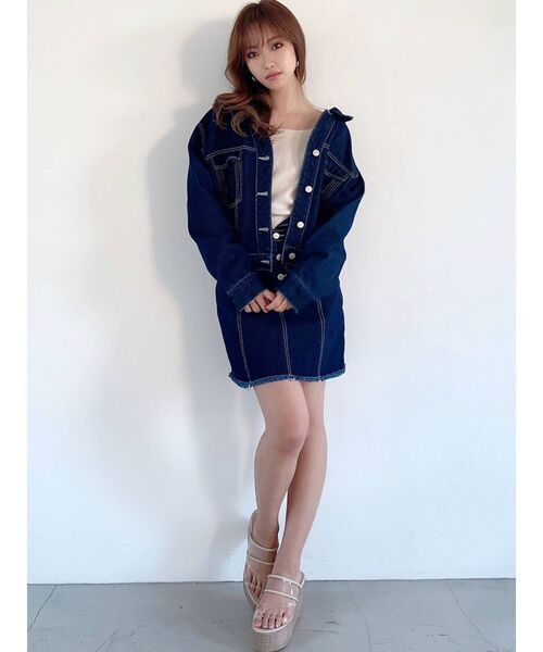 RESEXXY（リゼクシー）の「バックレースアップGジャン【セットアップ着用可能】（デニムジャケット・レディース・ブラック/インディゴブルー/ミント・FREE）」の13枚目の写真