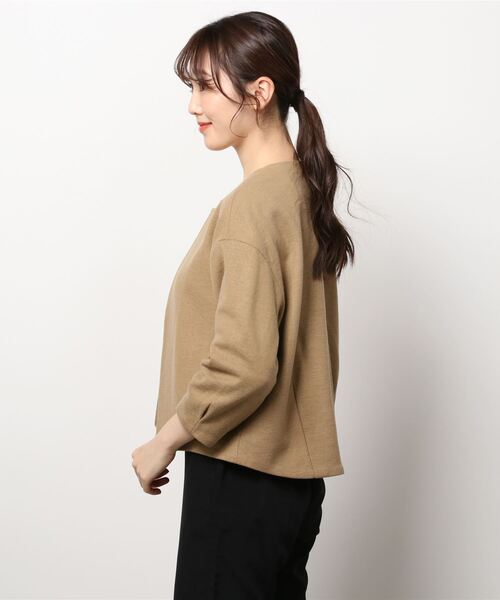 A.N.L（エーエヌエル　レーベル）の「A.N.L ウール　ノーカラーショート　ジャケット（ノーカラージャケット・レディース・ベージュ・38/40）」の5枚目の写真