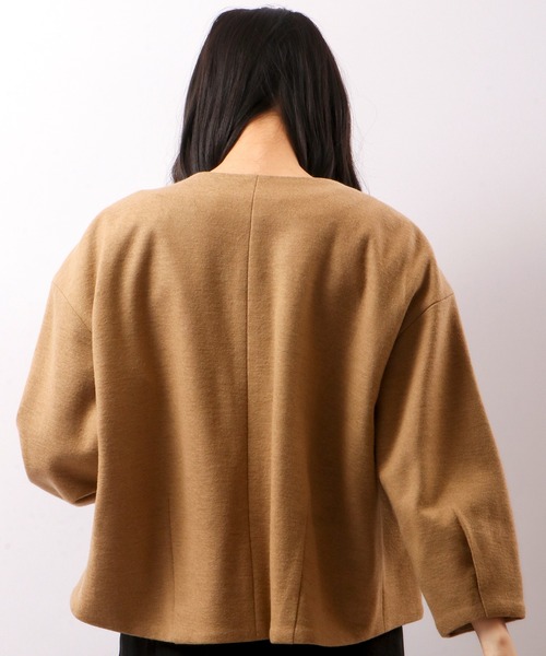 A.N.L（エーエヌエル　レーベル）の「A.N.L ウール　ノーカラーショート　ジャケット（ノーカラージャケット・レディース・ベージュ・38/40）」の9枚目の写真