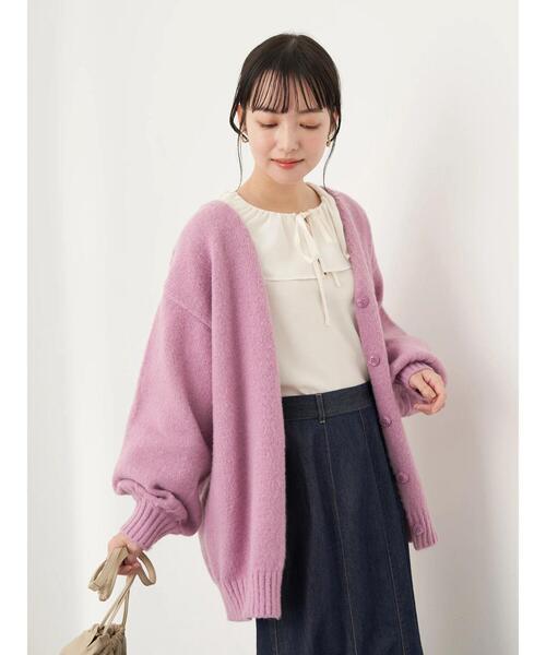 earth music&ecology（アースミュージックアンドエコロジー）の「起毛ニットカーディガン＊（カーディガン/ボレロ・レディース・ベージュ/ブラウン/ミント/ラベンダー・FREE）」の14枚目の写真