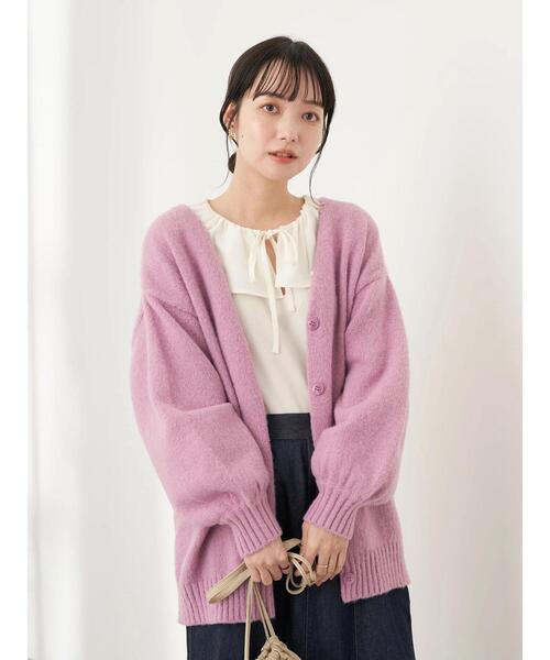 earth music&ecology（アースミュージックアンドエコロジー）の「起毛ニットカーディガン＊（カーディガン/ボレロ・レディース・ベージュ/ブラウン/ミント/ラベンダー・FREE）」の12枚目の写真