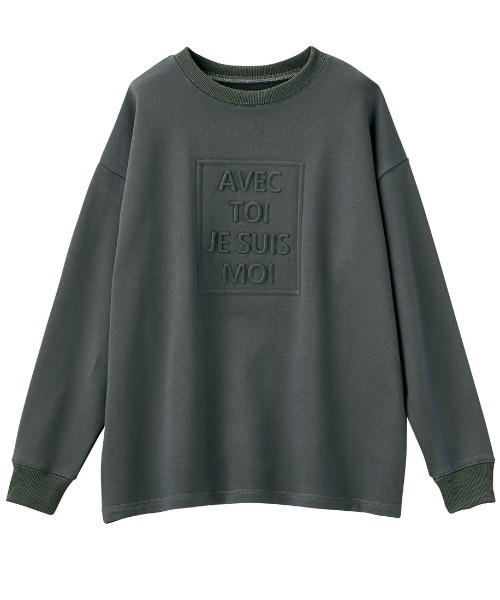 GeeRA(ジーラ)の「エンボス加工裏毛プルオーバー(Tシャツ/カットソー・レディース・アイボリー/ブルー/チャコール・MEDIUM)」の4枚目の写真