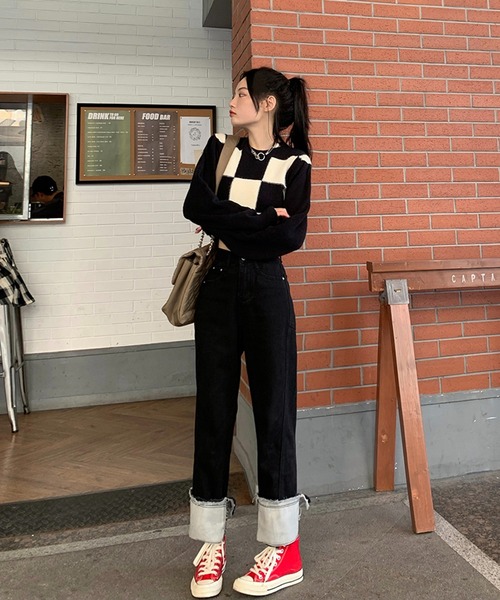 Jewelobe(ジュエローブ)の「ロールアップストレートデニムパンツ(デニムパンツ・レディース・ブラック/ブルー・S/M)」の21枚目の写真