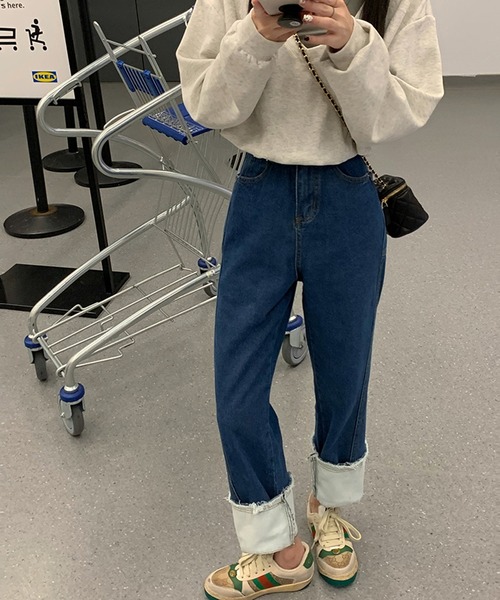 Jewelobe(ジュエローブ)の「ロールアップストレートデニムパンツ(デニムパンツ・レディース・ブラック/ブルー・S/M)」の20枚目の写真