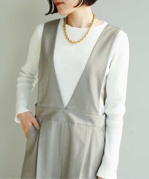 UNTITLED（アンタイトル）の「◆クロップ丈 Vネックサロペット【洗える】（サロペット/オーバーオール・レディース・ライトグレー/ブラック・44/00/01/02/03/04/48）」の17枚目の写真