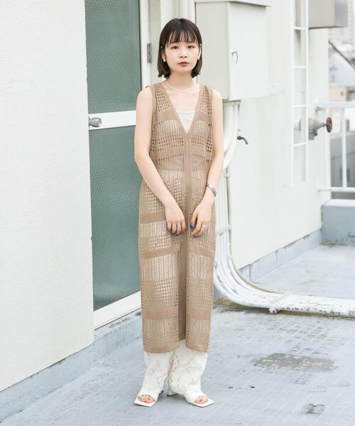 KBF（ケイビーエフ）の「マルチWAYメッシュ編みジレワンピース（ワンピース・レディース・ネイビー/モカ/ライトベージュ・ONE）」の16枚目の写真