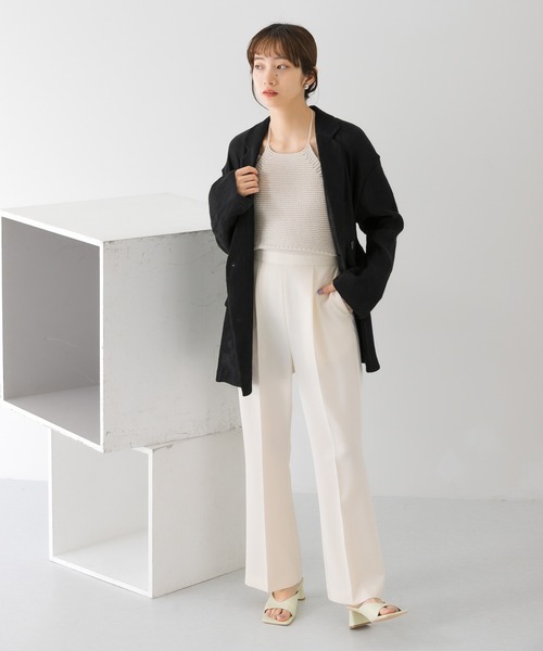 KBF（ケイビーエフ）の「スリムフレアイージーパンツ（その他パンツ・レディース・ブラック/ピンク/グリーン/アイボリー・ONE）」の9枚目の写真