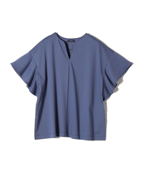 SHIPS(シップス)の「ALBINIキーネックフリルスリーブプルオーバー◇(Tシャツ/カットソー・レディース・オフホワイト/ブラック/ダークグレー/ブルー/ライトブルー・ONE SIZE)」の4枚目の写真