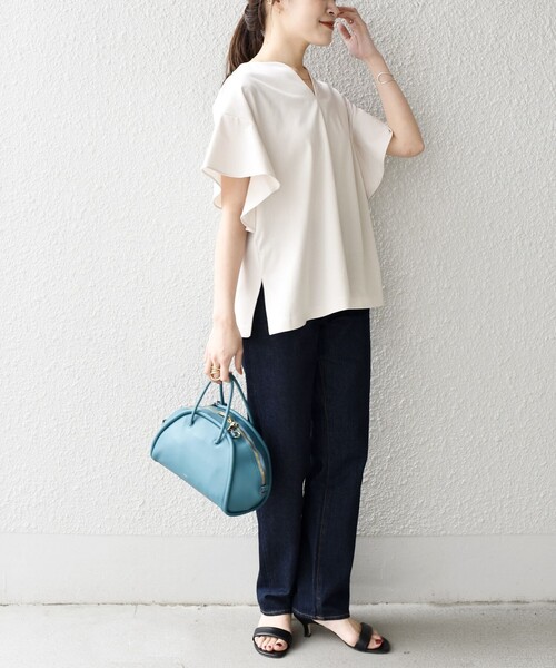 セール】ALBINIキーネックフリルスリーブプルオーバー◇（T