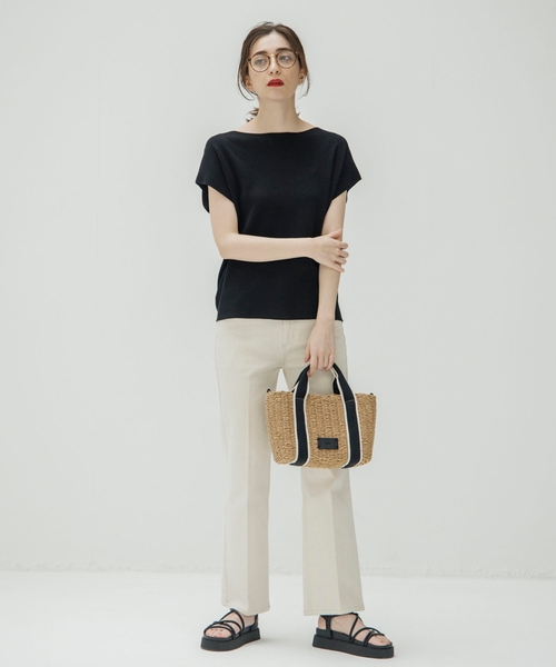 OPAQUE.CLIP（オペークドットクリップ）の「◆雑材ペーパーテープミドルトートバッグ（トートバッグ・レディース・ブラック/ダークブラウン/ベージュ・00）」の4枚目の写真