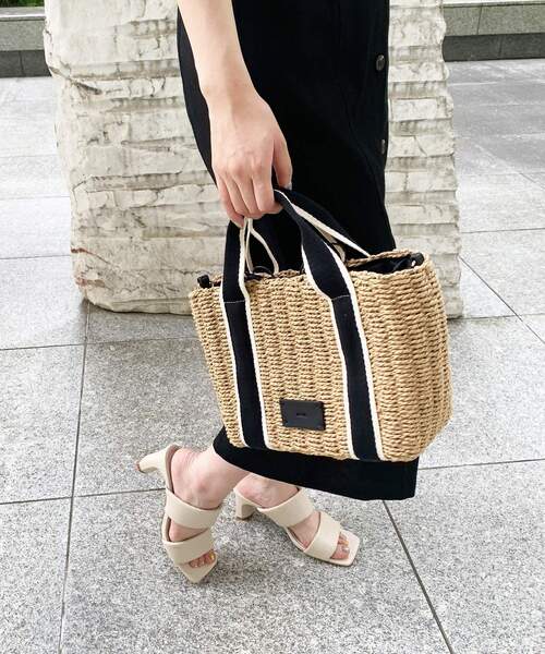 OPAQUE.CLIP（オペークドットクリップ）の「◆雑材ペーパーテープミドルトートバッグ（トートバッグ・レディース・ブラック/ダークブラウン/ベージュ・00）」の7枚目の写真