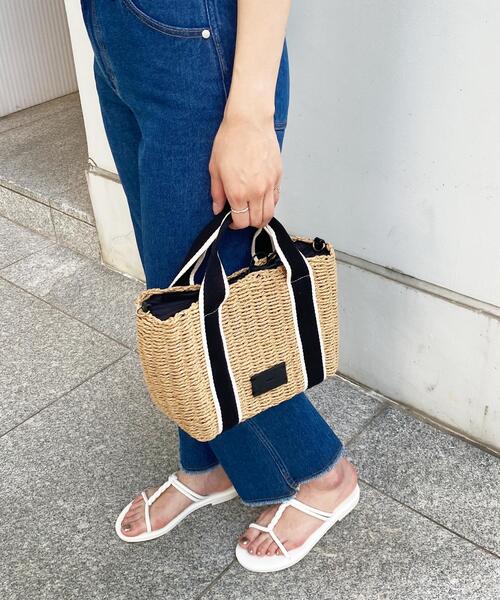 OPAQUE.CLIP（オペークドットクリップ）の「◆雑材ペーパーテープミドルトートバッグ（トートバッグ・レディース・ブラック/ダークブラウン/ベージュ・00）」の14枚目の写真