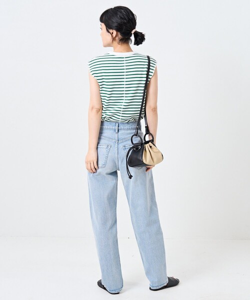 FREAK'S STORE（フリークスストア）の「ワッフルフレンチスリーブＴシャツ（Tシャツ/カットソー・レディース・ブラック/オフホワイト/ストライプ/グリーン/ブルー・ﾌﾘ-）」の9枚目の写真