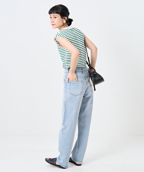 FREAK'S STORE（フリークスストア）の「ワッフルフレンチスリーブＴシャツ（Tシャツ/カットソー・レディース・ブラック/オフホワイト/ストライプ/グリーン/ブルー・ﾌﾘ-）」の10枚目の写真