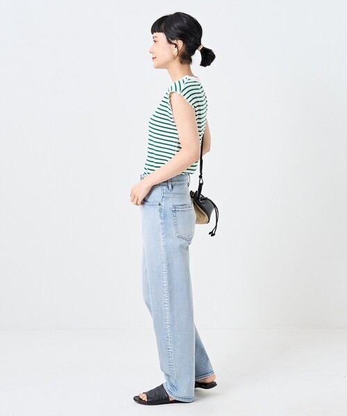 FREAK'S STORE（フリークスストア）の「ワッフルフレンチスリーブＴシャツ（Tシャツ/カットソー・レディース・ブラック/オフホワイト/ストライプ/グリーン/ブルー・ﾌﾘ-）」の11枚目の写真