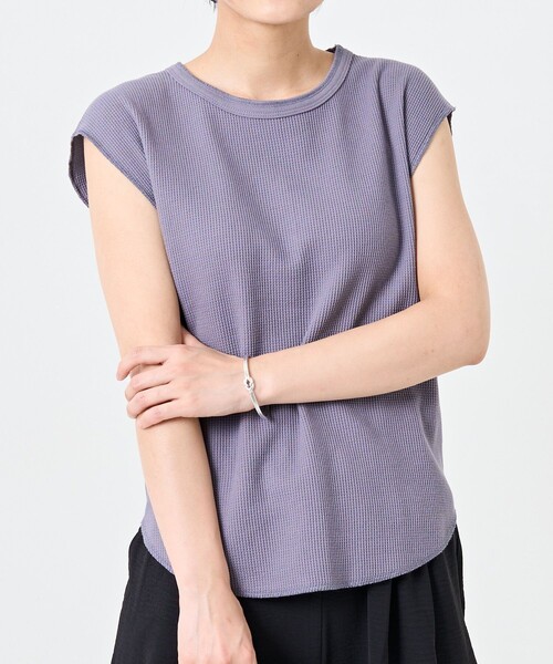 FREAK'S STORE（フリークスストア）の「ワッフルフレンチスリーブＴシャツ（Tシャツ/カットソー・レディース・ブラック/オフホワイト/ストライプ/グリーン/ブルー・ﾌﾘ-）」の19枚目の写真