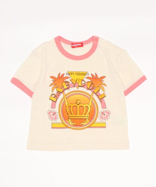 BABYDOLL(ベビードール)の「ネオン リンガー Tシャツ 6729K(Tシャツ/カットソー・キッズ・フューシャピンク/イエロー×グリーン・120cm/100cm/110cm/130cm/90cm/140cm/80cm)」の1枚目の写真
