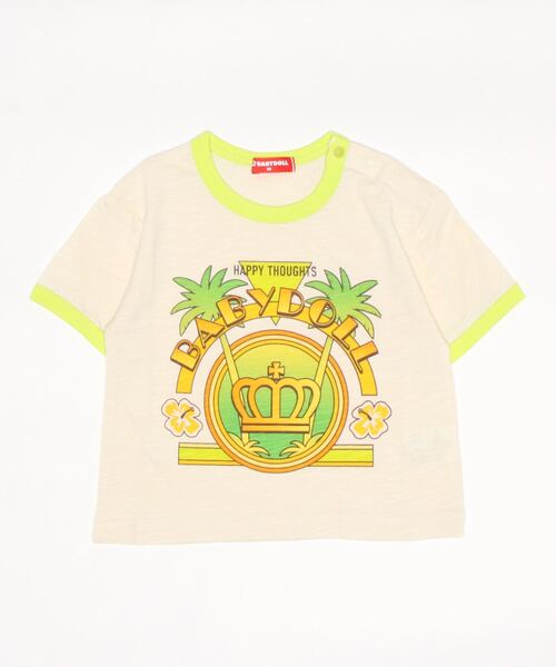 BABYDOLL(ベビードール)の「ネオン リンガー Tシャツ 6729K(Tシャツ/カットソー・キッズ・フューシャピンク/イエロー×グリーン・120cm/100cm/110cm/130cm/90cm/140cm/80cm)」の4枚目の写真