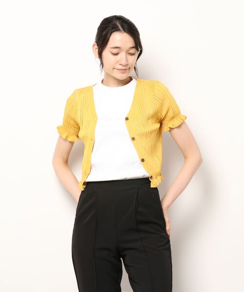 Lace Ladies(レースレディース)の「キャンディースリーブVネッククロップドニット(カーディガン/ボレロ・レディース・ホワイト/パープル/マスタード/ブラック/ピンク・FREE)」の11枚目の写真