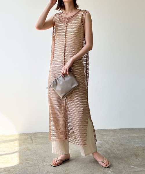 LIAN（リアン）の「メッシュワンピース（ワンピース・レディース・ブラック/アイボリー/モカ・FREE）」の3枚目の写真