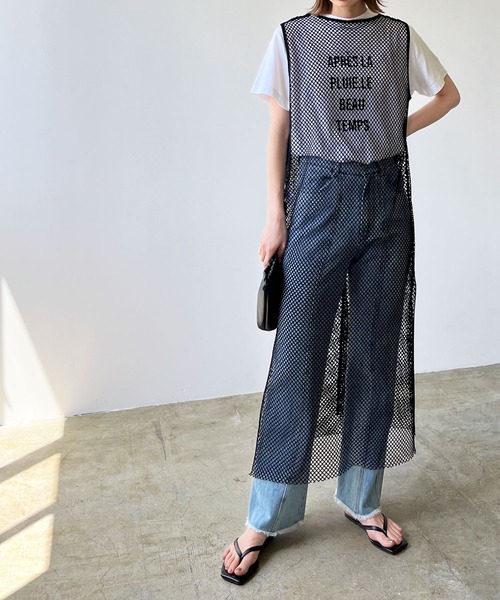 LIAN（リアン）の「メッシュワンピース（ワンピース・レディース・ブラック/アイボリー/モカ・FREE）」の7枚目の写真