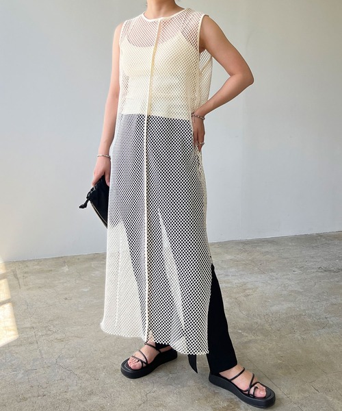LIAN（リアン）の「メッシュワンピース（ワンピース・レディース・ブラック/アイボリー/モカ・FREE）」の18枚目の写真
