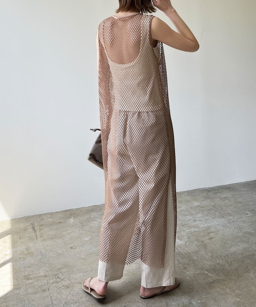 LIAN（リアン）の「メッシュワンピース（ワンピース・レディース・ブラック/アイボリー/モカ・FREE）」の6枚目の写真