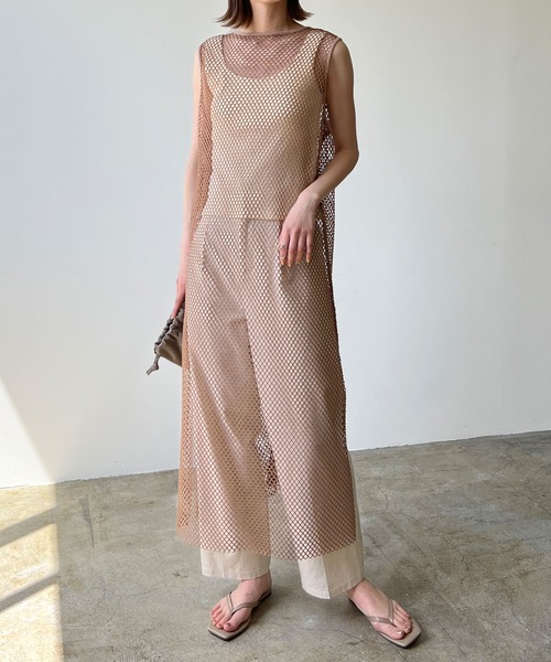 LIAN（リアン）の「メッシュワンピース（ワンピース・レディース・ブラック/アイボリー/モカ・FREE）」の12枚目の写真