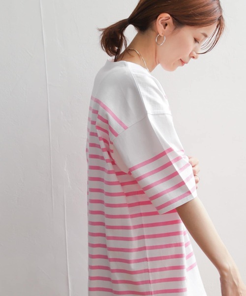 URBAN RESEARCH DOORS（アーバンリサーチドアーズ）の「パネルボーダーショートスリーブバスクシャツ（Tシャツ/カットソー・メンズ・ネイビー/ピンク/グリーン/ロイヤルブルー・MEDIUM/LARGE/X-LARGE）」の5枚目の写真