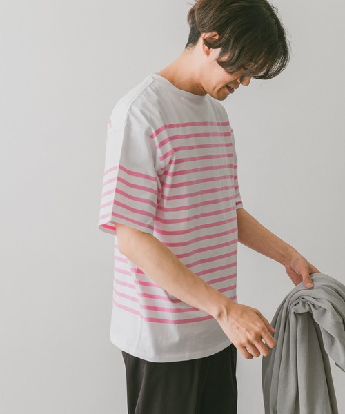 URBAN RESEARCH DOORS（アーバンリサーチドアーズ）の「パネルボーダーショートスリーブバスクシャツ（Tシャツ/カットソー・メンズ・ネイビー/ピンク/グリーン/ロイヤルブルー・MEDIUM/LARGE/X-LARGE）」の10枚目の写真