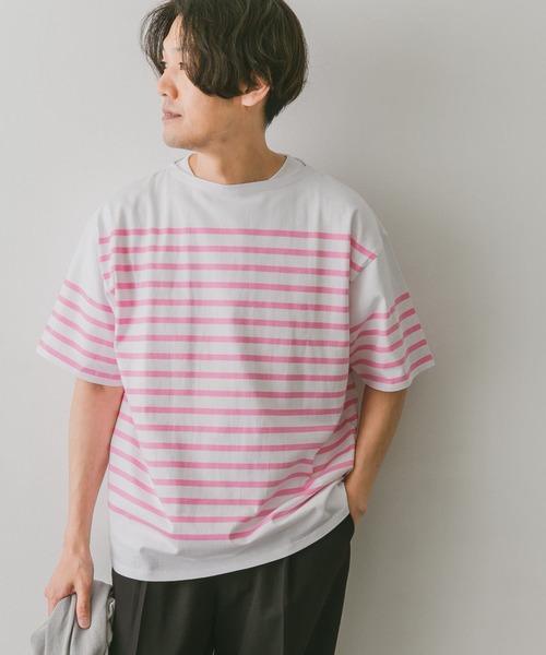 URBAN RESEARCH DOORS（アーバンリサーチドアーズ）の「パネルボーダーショートスリーブバスクシャツ（Tシャツ/カットソー・メンズ・ネイビー/ピンク/グリーン/ロイヤルブルー・MEDIUM/LARGE/X-LARGE）」の11枚目の写真