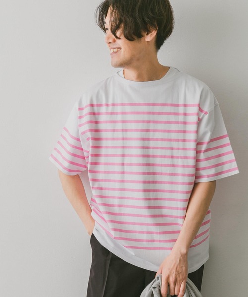 URBAN RESEARCH DOORS（アーバンリサーチドアーズ）の「パネルボーダーショートスリーブバスクシャツ（Tシャツ/カットソー・メンズ・ネイビー/ピンク/グリーン/ロイヤルブルー・MEDIUM/LARGE/X-LARGE）」の13枚目の写真