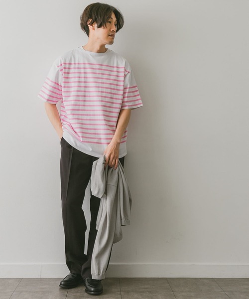 URBAN RESEARCH DOORS（アーバンリサーチドアーズ）の「パネルボーダーショートスリーブバスクシャツ（Tシャツ/カットソー・メンズ・ネイビー/ピンク/グリーン/ロイヤルブルー・MEDIUM/LARGE/X-LARGE）」の14枚目の写真