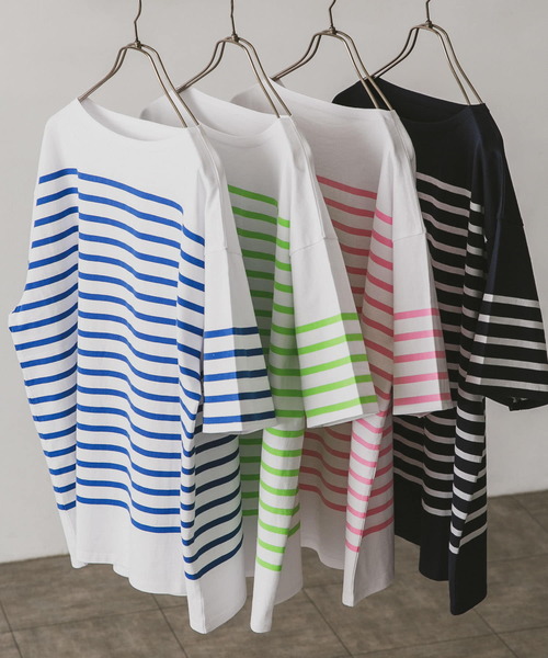 URBAN RESEARCH DOORS（アーバンリサーチドアーズ）の「パネルボーダーショートスリーブバスクシャツ（Tシャツ/カットソー・メンズ・ネイビー/ピンク/グリーン/ロイヤルブルー・MEDIUM/LARGE/X-LARGE）」の3枚目の写真