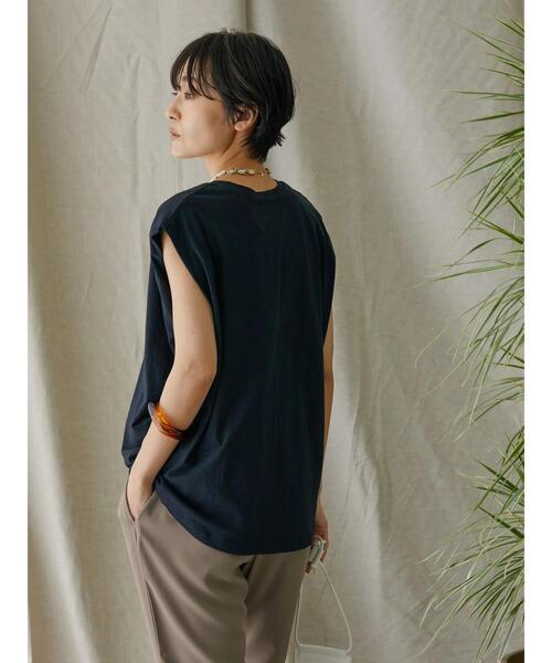 AMERICAN HOLIC（アメリカンホリック）の「吸水速乾フレンチスリーブカットプルオーバー（Tシャツ/カットソー・レディース・ライトベージュ/ブラック/オフホワイト/ピンク/ブルー・M/L）」の7枚目の写真