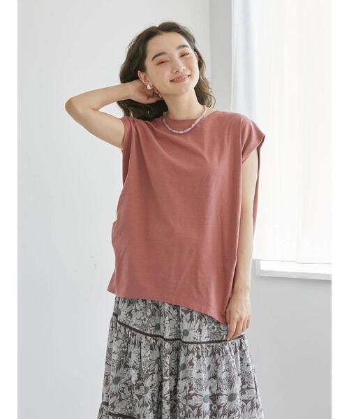 AMERICAN HOLIC（アメリカンホリック）の「吸水速乾フレンチスリーブカットプルオーバー（Tシャツ/カットソー・レディース・ライトベージュ/ブラック/オフホワイト/ピンク/ブルー・M/L）」の8枚目の写真