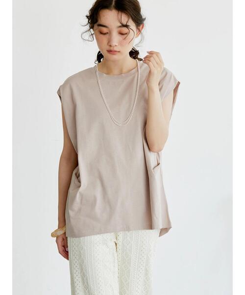 AMERICAN HOLIC（アメリカンホリック）の「吸水速乾フレンチスリーブカットプルオーバー（Tシャツ/カットソー・レディース・ライトベージュ/ブラック/オフホワイト/ピンク/ブルー・M/L）」の9枚目の写真