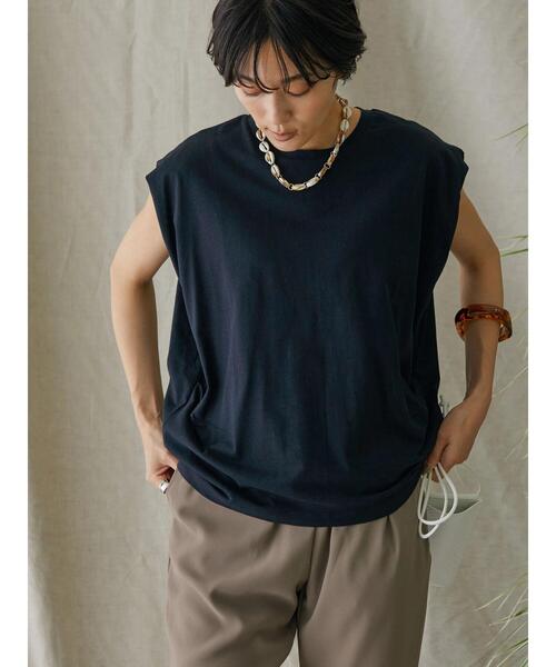 AMERICAN HOLIC（アメリカンホリック）の「吸水速乾フレンチスリーブカットプルオーバー（Tシャツ/カットソー・レディース・ライトベージュ/ブラック/オフホワイト/ピンク/ブルー・M/L）」の11枚目の写真