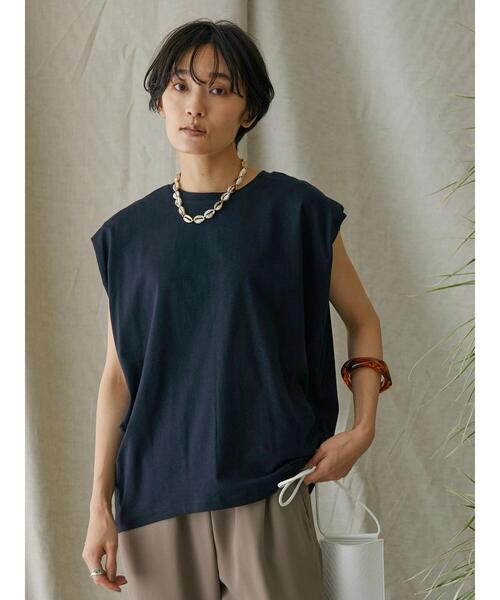 AMERICAN HOLIC（アメリカンホリック）の「吸水速乾フレンチスリーブカットプルオーバー（Tシャツ/カットソー・レディース・ライトベージュ/ブラック/オフホワイト/ピンク/ブルー・M/L）」の12枚目の写真