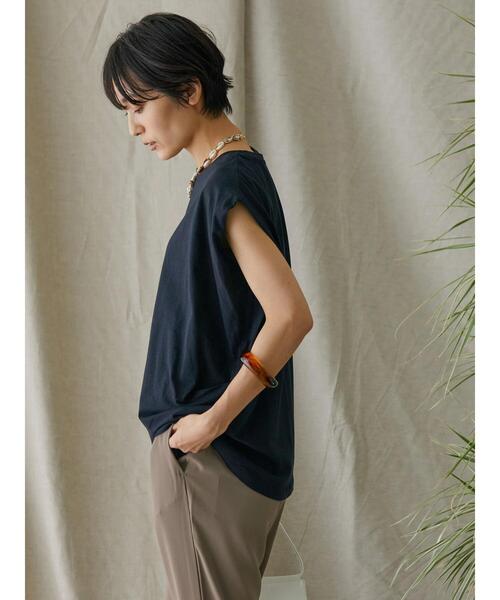 AMERICAN HOLIC（アメリカンホリック）の「吸水速乾フレンチスリーブカットプルオーバー（Tシャツ/カットソー・レディース・ライトベージュ/ブラック/オフホワイト/ピンク/ブルー・M/L）」の13枚目の写真