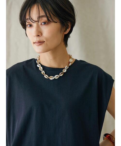 AMERICAN HOLIC（アメリカンホリック）の「吸水速乾フレンチスリーブカットプルオーバー（Tシャツ/カットソー・レディース・ライトベージュ/ブラック/オフホワイト/ピンク/ブルー・M/L）」の14枚目の写真